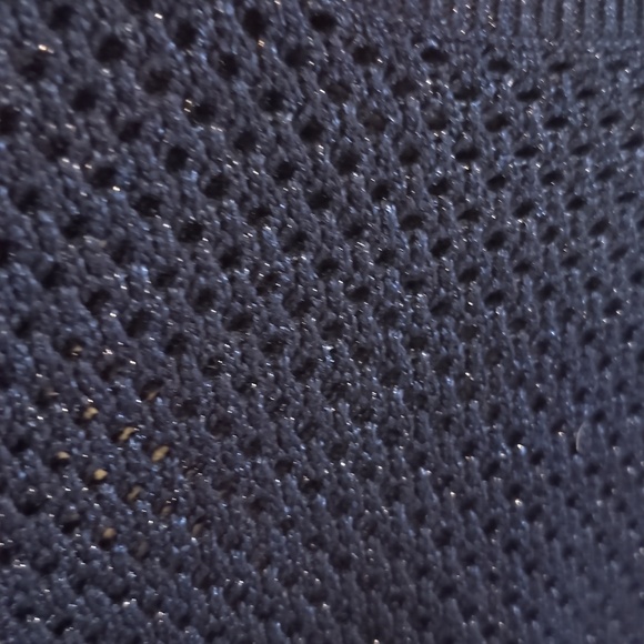 Talbots Navy Metallic Open Weave Scoop Neck Sweater - Picture 3 of 5